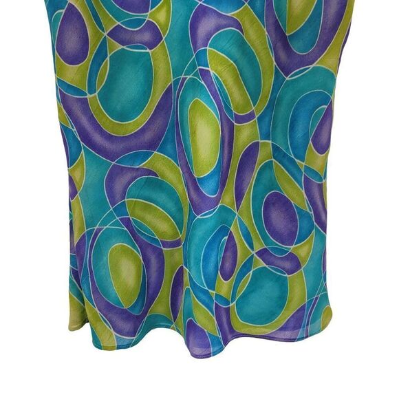 Vintage 70s 2pc Skirt Set L Geometric Psychedelic Maxi Tank Blue Green Mod Funky - Picture 16 of 16